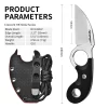 Tonife HKT2022 Crescent Neck Knife 8Cr14MoV Blade with Sheath Lanyard and Clip Full Tang Knife Survival Knife Outdoor Knife