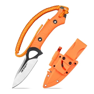 Tonife HKT4021 Explorer Fixed Knife with Sheath 8Cr14MoV Blade Multifunctional Survival Knife Fibreglass Reinforced Nylon Handle for Outdoor EDC Knife
