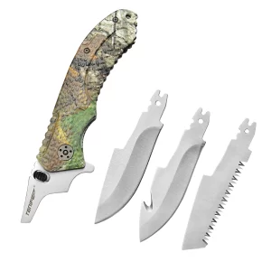 Tonife CKT6131 Jungle Multi-Purpose Knife Interchangeable Folding Knife with 5Cr15MoV Steel Blade Aluminium Handle and Metal Pocket Clip Outdoor Knife Survival Knife