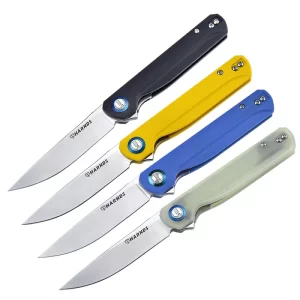 Harnds CK9200 Wind Pocket Knife Flipper Sandvik Steel G10 Handle Folding Knife Ball Bearing with 2-Position Clip for Camping Survival and EDC