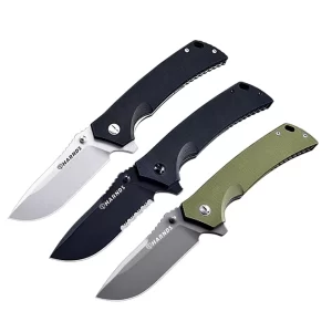 Harnds CK7205 Warrior Portable Folding Knife with G10 Handle D2 Stainless Steel Serrated Multi-Purpose Knife for Hunting Camping Survival