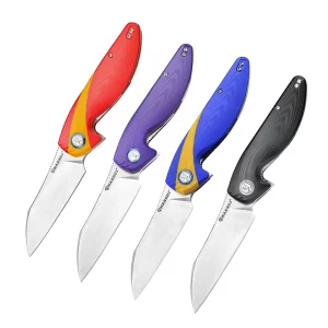 Harnds Parrot CK9181 Folding Knife Camping Knife with Sandvik 14C28N Blade Non-Slip G10 Handle Pocket Knife with Clip for Outdoor