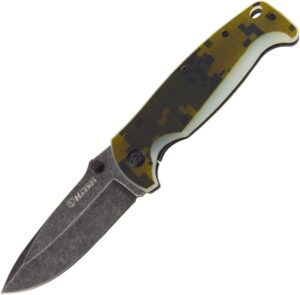 Harnds CK7201 Disguiser Pocket Knife with Black Stonewash Tactical Folding Knife with 9Cr18MoV Steel Blade Camo G10 and 2Cr13 Handle Framelock