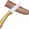 Harnds Cheetah HK3118 Fixed Blade Knife with 8Cr14MoV Steel Blade Zebra Wood Handle Leather Sheath