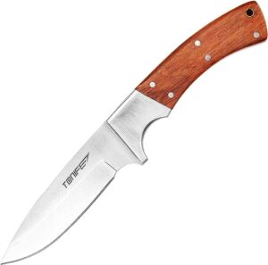 Tonife HKT4002 NorthStar Full Tang Fixed Blade Hunting Knife with Natural Rosewood Handle and Nylon Sheath