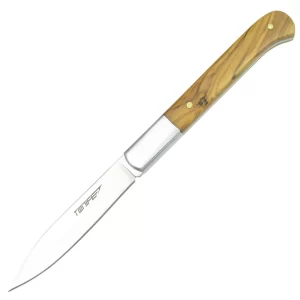 Tonife HKT3103 Gent Fixed-blade Knife with 5Cr15MoV Stainless Steel Blade Peeling Knife with Olive Wood Handle & Kydex Sheath