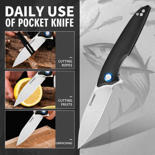 Harnds CK9175 Folding Pocket Knife, Camping Knife, Survival Knife, Men's Folding Knife, Suitable for Daily Life and Outdoor Hiking, Fishing