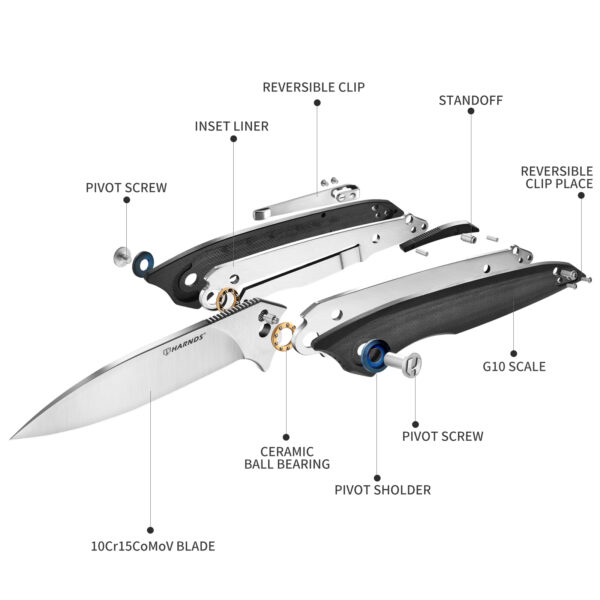 Harnds CK9175 Folding Pocket Knife, Camping Knife, Survival Knife, Men's Folding Knife, Suitable for Daily Life and Outdoor Hiking, Fishing