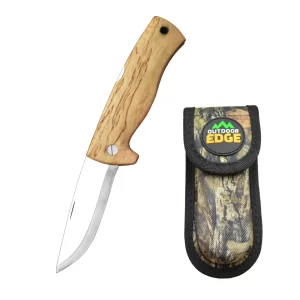 Dokka Outdoor Birchwood Handle and Folding Knife with Triple Laminated Stainless Steel Blade for Camping Fishing and Hiking