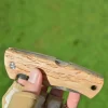 Dokka Outdoor Birchwood Handle and Folding Knife with Triple Laminated Stainless Steel Blade for Camping Fishing and Hiking