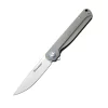 Harnds Wind Ti CK9200TiGY-S Pocket Knife Flipper with BOHLER M390 Steel Blade and 6AL4V Titanium Handle Folding Knife Ball Bearing with 2-Position Clip for Camping Survival and EDC