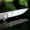 Harnds Wind Ti CK9200TiGY-S Pocket Knife Flipper with BOHLER M390 Steel Blade and 6AL4V Titanium Handle Folding Knife Ball Bearing with 2-Position Clip for Camping Survival and EDC