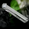 Harnds Wind Ti CK9200TiGY-S Pocket Knife Flipper with BOHLER M390 Steel Blade and 6AL4V Titanium Handle Folding Knife Ball Bearing with 2-Position Clip for Camping Survival and EDC