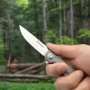 Harnds Wind Ti CK9200TiGY-S Pocket Knife Flipper with BOHLER M390 Steel Blade and 6AL4V Titanium Handle Folding Knife Ball Bearing with 2-Position Clip for Camping Survival and EDC