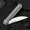 Harnds Wind Ti CK9200TiGY-S Pocket Knife Flipper with BOHLER M390 Steel Blade and 6AL4V Titanium Handle Folding Knife Ball Bearing with 2-Position Clip for Camping Survival and EDC