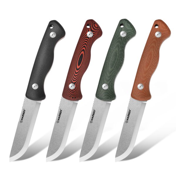 104 Harnds HK3119 Discovery Outdoor Full Tang Fixed Blade Knife with 10Cr15CoMoV Blade and G10/Micarta Handle, Scandi Grinding EDC Survival Knife, Suitable for Wilderness Survival, Hunting and Camping