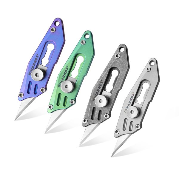 1 Harnds MT1101 Pea Sharp Utility Knife Retractable Exacto Knife with Titanium Alloy TC4 and 5 Pcs SK5 Steel Blades, Craft Hobby Knife for Cartons, Art, Craft Making