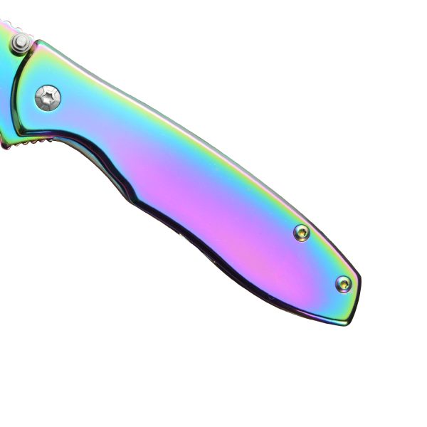 Boker Magnum Rainbow II Frame Lock Folding Knife with Half-serrated Blade for Camping, Hiking and Outdoor Survival
