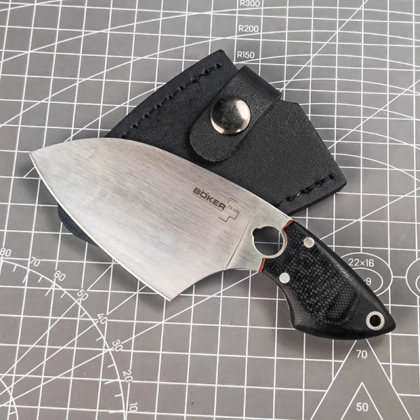 3 Boker Plus SanYouGo 03BO050 Fixed Blade Knife with High-Quality Stainless Steel Blade and G10 Handle Kitchen Knife for Daily Life and Outdoor Hiking, Fishing