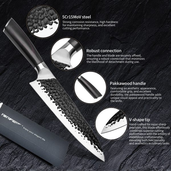 Tonife KK3004 8" Chef Knife Ultra Sharp High Carbon Stainless Steel Corrosion Resistant,Cooking Kitchen Knife