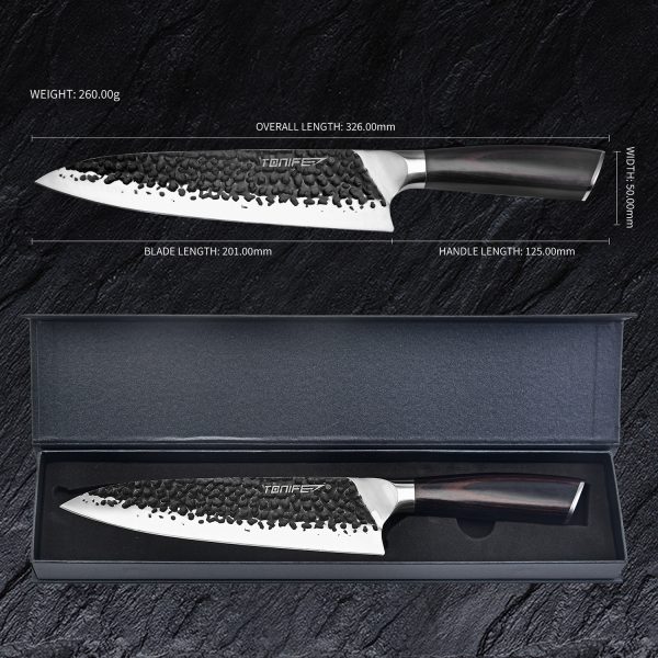 Tonife KK3004 8" Chef Knife Ultra Sharp High Carbon Stainless Steel Corrosion Resistant,Cooking Kitchen Knife
