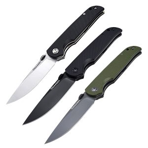 CK7207三色 Harnds Vanguard CK7207 Folding Knife Compact EDC with D2 Steel Blade Pocket Knife G10 Handle with Thumb Disk Liner Lock and Reversible Two-position Pocket clip