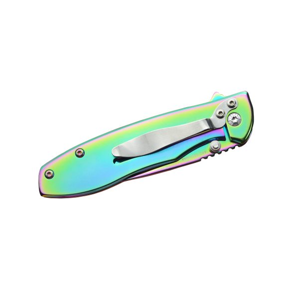 Boker Magnum Rainbow II Frame Lock Folding Knife with Half-serrated Blade for Camping, Hiking and Outdoor Survival