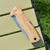 Dokka Outdoor Birchwood Handle and Folding Knife with Triple Laminated Stainless Steel Blade for Camping Fishing and Hiking