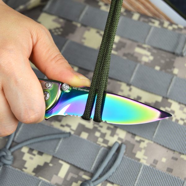 Boker Magnum Rainbow II Frame Lock Folding Knife with Half-serrated Blade for Camping, Hiking and Outdoor Survival