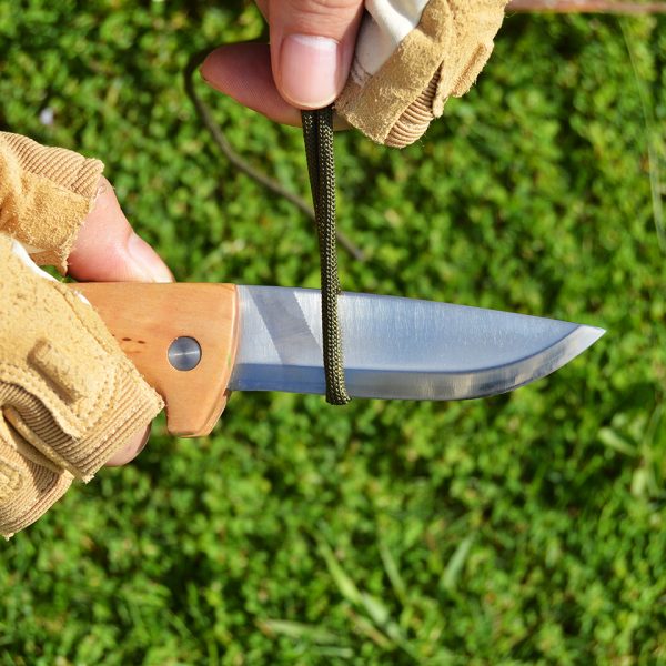 Dokka Outdoor Birchwood Handle and Folding Knife with Triple Laminated Stainless Steel Blade for Camping Fishing and Hiking