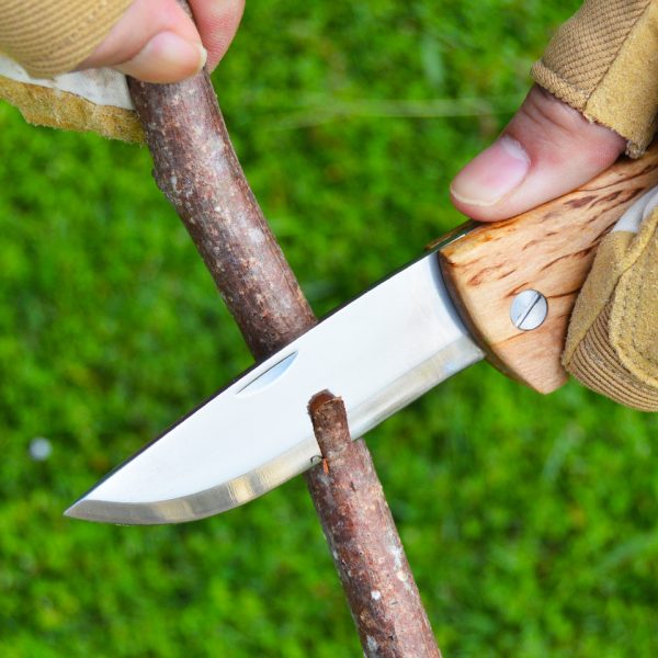 Dokka Outdoor Birchwood Handle and Folding Knife with Triple Laminated Stainless Steel Blade for Camping Fishing and Hiking