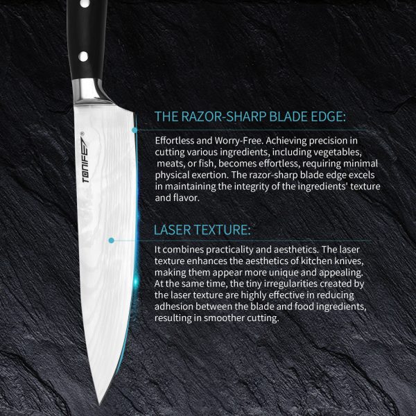 Tonife KK3001 Chef's Knife High Carbon Stainless Steel Kitchen Knife Long-term Use and Maintenance Corrosion-Resistant Long-Lasting