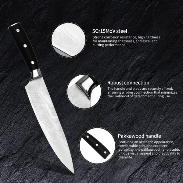 Tonife KK3001 Chef's Knife High Carbon Stainless Steel Kitchen Knife Long-term Use and Maintenance Corrosion-Resistant Long-Lasting