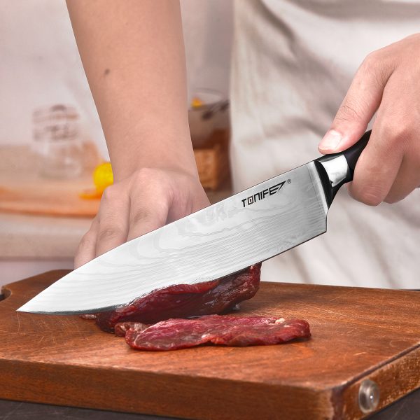 Tonife KK5002 Kitchen Knife Set High Carbon Stainless Steel Cooking Knife Chef's Knife+Santoku Knife+Fruit Knife