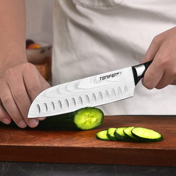 Tonife KK5002 Kitchen Knife Set High Carbon Stainless Steel Cooking Knife Chef's Knife+Santoku Knife+Fruit Knife