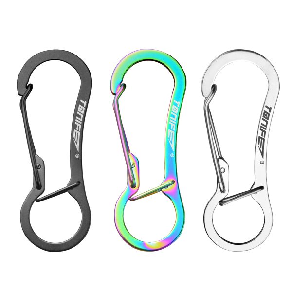 三色带锁 Tonife MT2803 Carabiner, Carabiner Hook Made of High Quality Stainless Steel for Carabiner Key Rings, Carabiner Small Snap Buckle Spring Backpack Fasteners.
