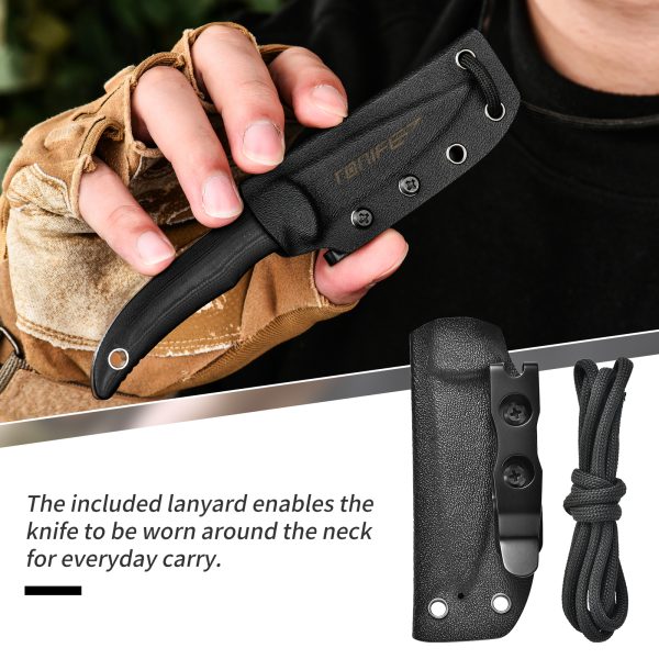 Tonife HKT2019 Nova 2.68'' Blade Mini Neck Knife Knife Full Tang Fixed Blade Knife with Kydex Sheath and Adjustable Paracord Lanyard for Camping Outdoor Survival Knife