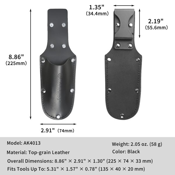 Harnds AK4013 Top-grain Leather Tool Holster Belt Pouch, Utility Tool Holder for Pruners, Knives, Scissors & Hand Tools, Waist Carry Organizer for Gardening, Electrical Work & Outdoor Use