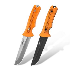 Tonife HKT4022 Flame Fixed Blade Knife, 8Cr14MoV Stainless Steel Full Tang Survival Knife, Fiberglass Reinforced Nylon Handle, EDC Outdoor Knife for Camping, Hiking, Fishing and Bushcraft
