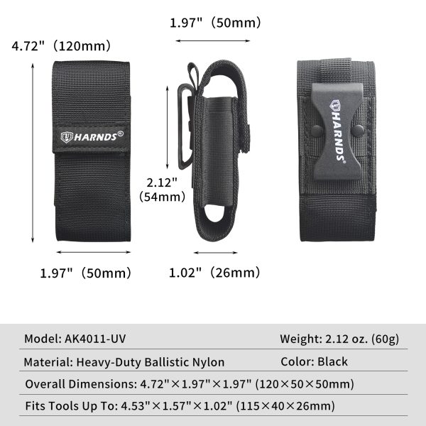 Harnds AK4011-UV Tool Holster, High-Grade Heavy‑Duty Ballistic Nylon Utility Belt Pouch, Waist Tool Holder for Knives, Pliers and Hand Tools, Outdoor Carry Organizer